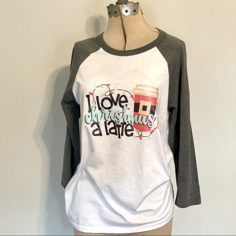I Love Christmas a Latte Raglan 3/4 Sleeve Tee